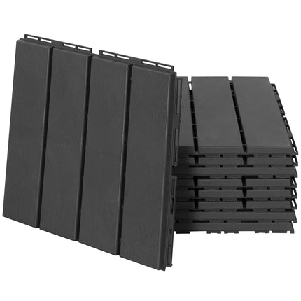 Black Plastic Balcony & Patio Click Plates, Set of 9, 30x30 cm