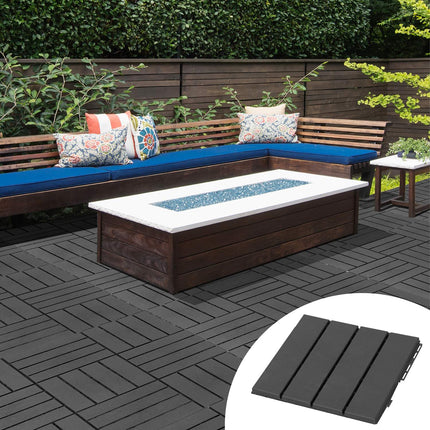 Black Plastic Balcony & Patio Click Plates, Set of 9, 30x30 cm