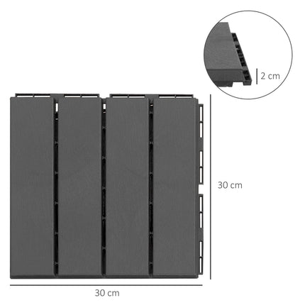 Black Plastic Balcony & Patio Click Plates, Set of 9, 30x30 cm
