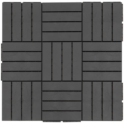 Black Plastic Balcony & Patio Click Plates, Set of 9, 30x30 cm
