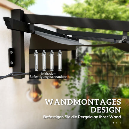 Adjustable aluminum pergola, 3x3m, dark gray sun protection