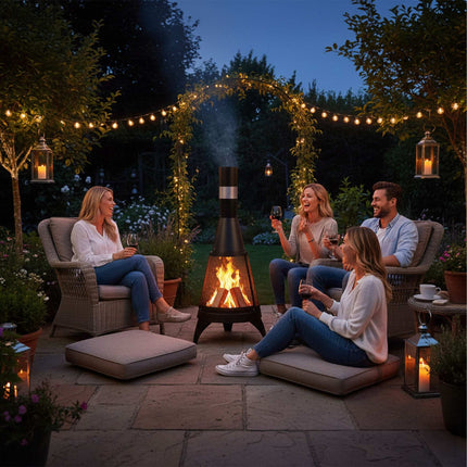 Terrace stove with spark protection