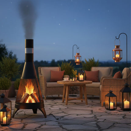 Terrace stove with spark protection