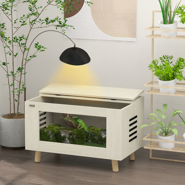 Reptile terrarium, oak, hinged lid, 80x50x50 cm