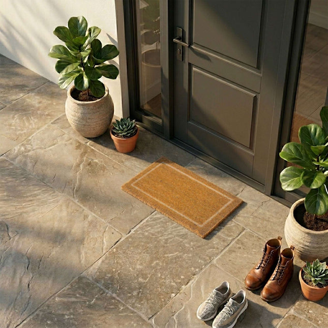 Textured Coir Doormat, 60x40 cm, Natural Fiber
