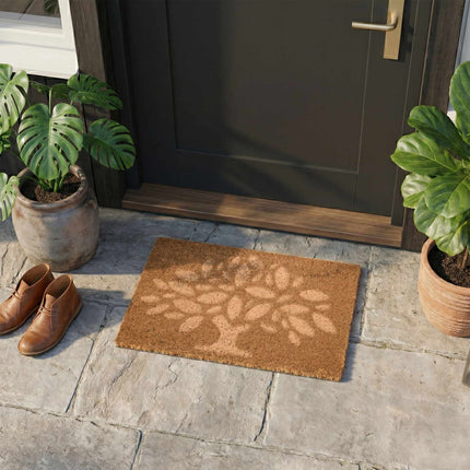 Textured Coir Doormat, 60x40 cm, Natural Fiber