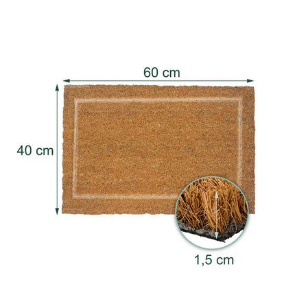 Textured Coir Doormat, 60x40 cm, Natural Fiber