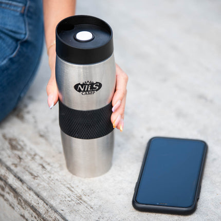 Thermal Cup, Black-Silver, Insulated, Portable