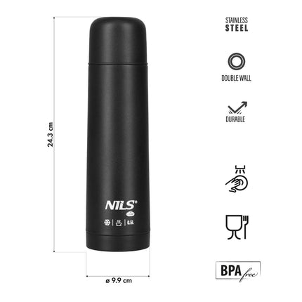 Thermos 500ml Black – Insulated Travel Flask