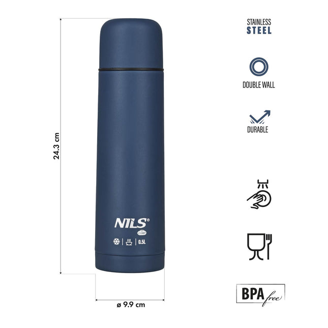 Thermos 500ml, Blue, Ideal for Travel