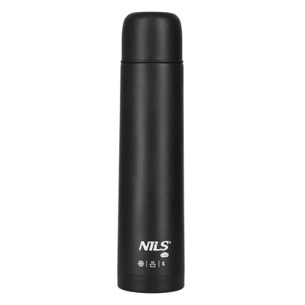 Thermos Flask 1000ml, Black, Insulated Travel Mug