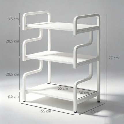 Three-Tier Printer Stand with Storage, 55x40x77cm, White