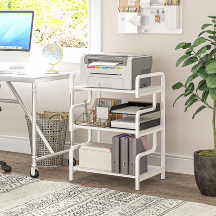 Three-Tier Printer Stand with Storage, 55x40x77cm, White