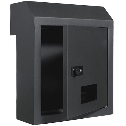 Through-The-Door Key Drop Box Mailbox, Combo Lock, Dark Gray