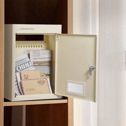 Through-the-Wall Mailbox, Steel, Combination Lock, Beige