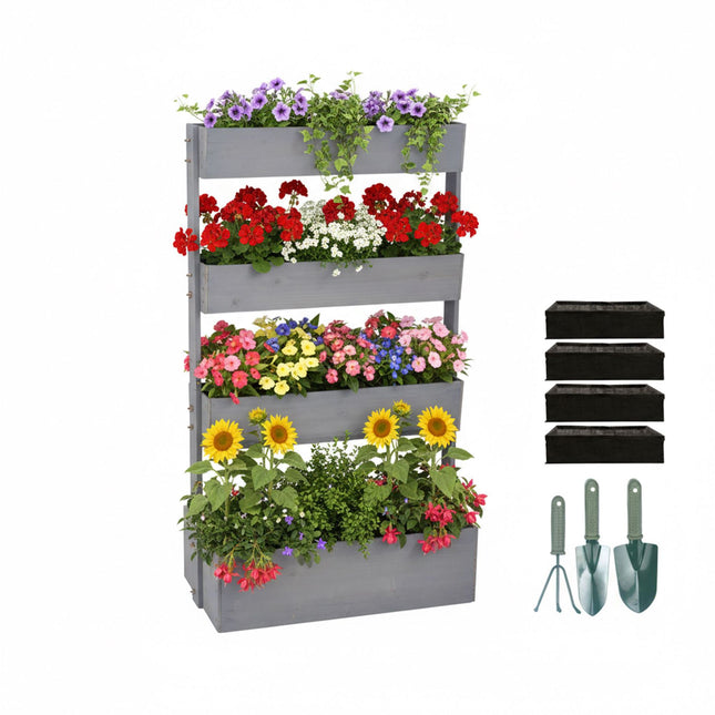 Tiered Planter with Boxes for Herbs, Vegetables, Flowers