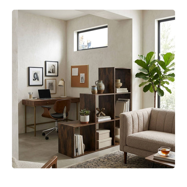 Tiered Shelf, 6 Compartments – Brown, Engineered Wood
