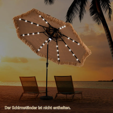 Tiki Straw Umbrella with Solar LED Lights, 313 cm
