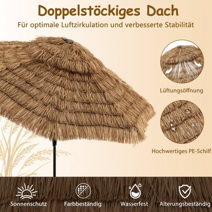 Tiki Straw Umbrella with Solar LED Lights, 313 cm