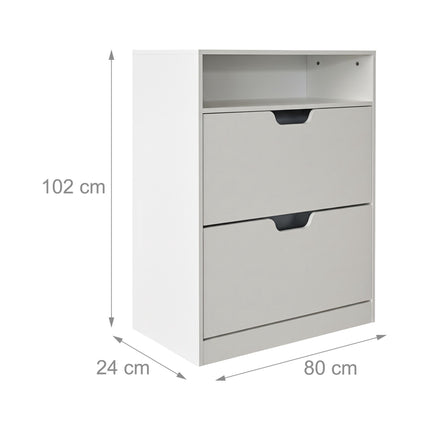 Tilt-Out Shoe Cabinet with Open Shelf Storage