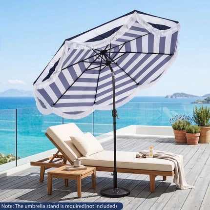 Tiltable Beach Umbrella, 278 cm, Blue/White Stripes
