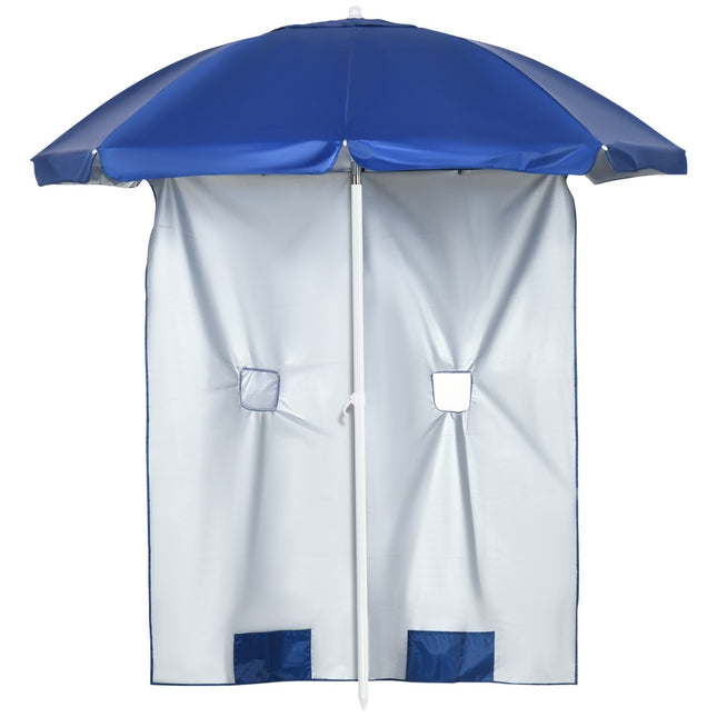 Tiltable parasol 191cm - side wall, pockets, blue
