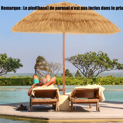 Tilting Beach Umbrella 200cm, Thatched Roof, Sand Anchor