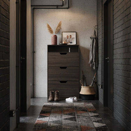 Tilting Shoe Cabinet with Adjustable Compartments