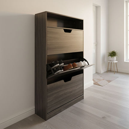 Tilting Shoe Cabinet with Adjustable Compartments