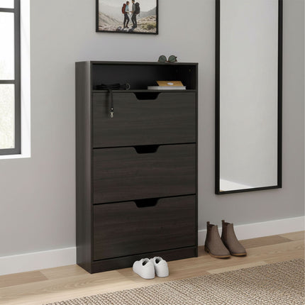 Tilting Shoe Cabinet with Adjustable Compartments