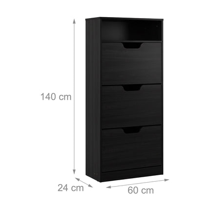Tilting Shoe Cabinet with Adjustable Compartments