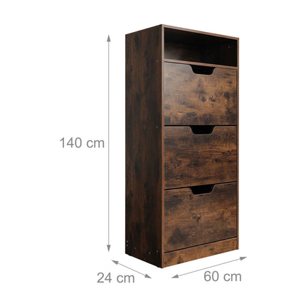 Tilting Shoe Cabinet with Adjustable Compartments & Shelf