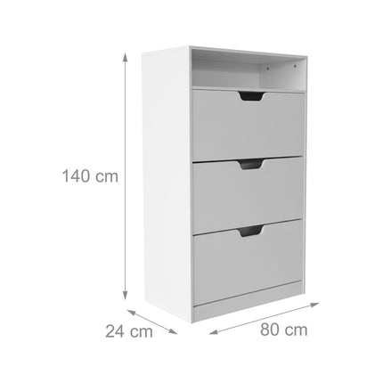 Tilting Shoe Cabinet with Adjustable Compartments & Shelf