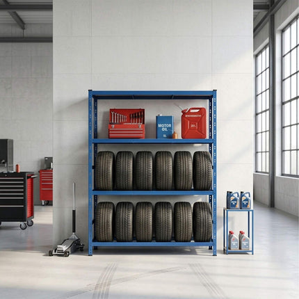 Tire Rack, 2-Shelf Steel, Adjustable Spacing