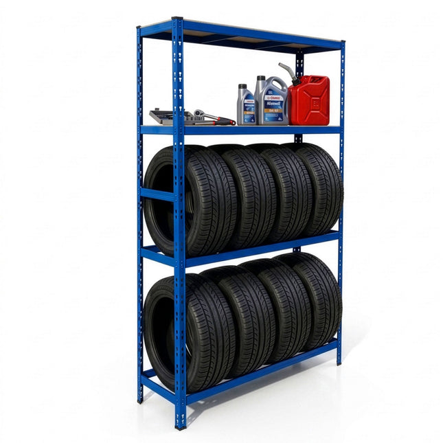 Tire Rack, 2-Shelf Steel Storage, Adjustable Spacing