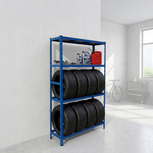 Tire Rack, 2-Shelf Steel Storage, Adjustable Spacing
