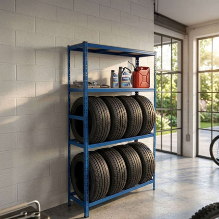Tire Rack, 2-Shelf Steel Storage, Adjustable Spacing