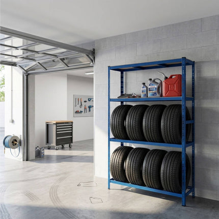Tire Rack, 2-Shelf Steel Storage, Adjustable Spacing