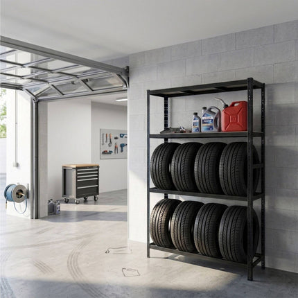 Tire Rack, 2-Shelf Steel Storage with Adjustable Spacing