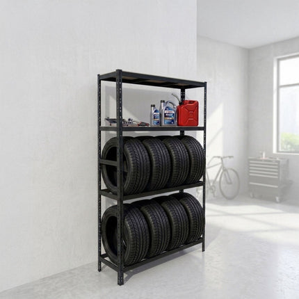 Tire Rack, 2-Shelf Steel Storage with Adjustable Spacing