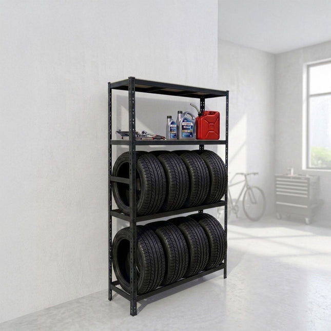 Tire Rack, 2-Shelf Steel Storage with Adjustable Spacing