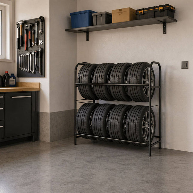 Tire Rack, Sturdy Steel Storage With Floor-Protecting Feet