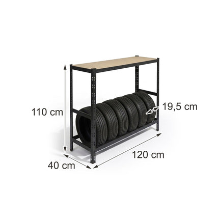 Tire Rack With Adjustable Shelves, Steel Garage Storage