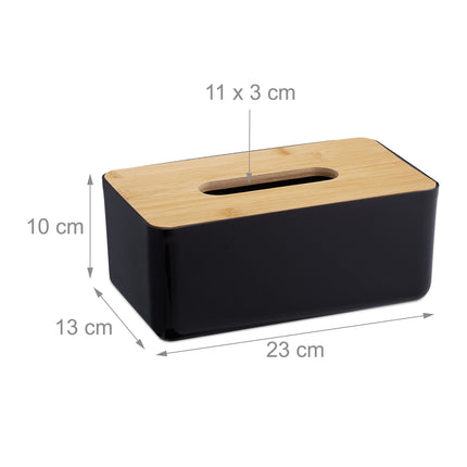 Tissue box with bamboo lid