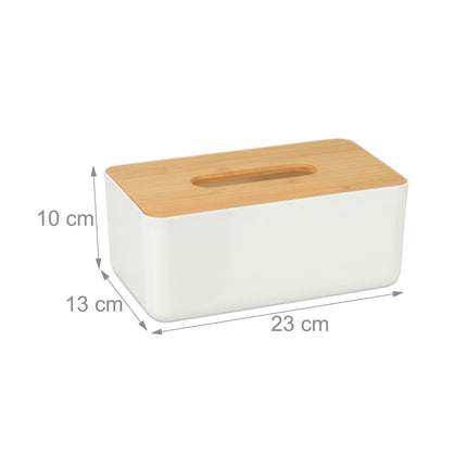 Tissue box with bamboo lid