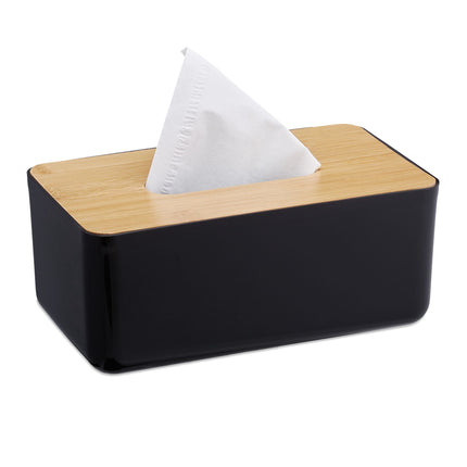 Tissue box with bamboo lid
