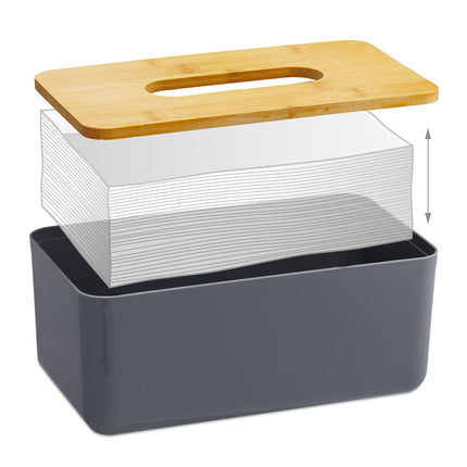 Tissue box with bamboo lid