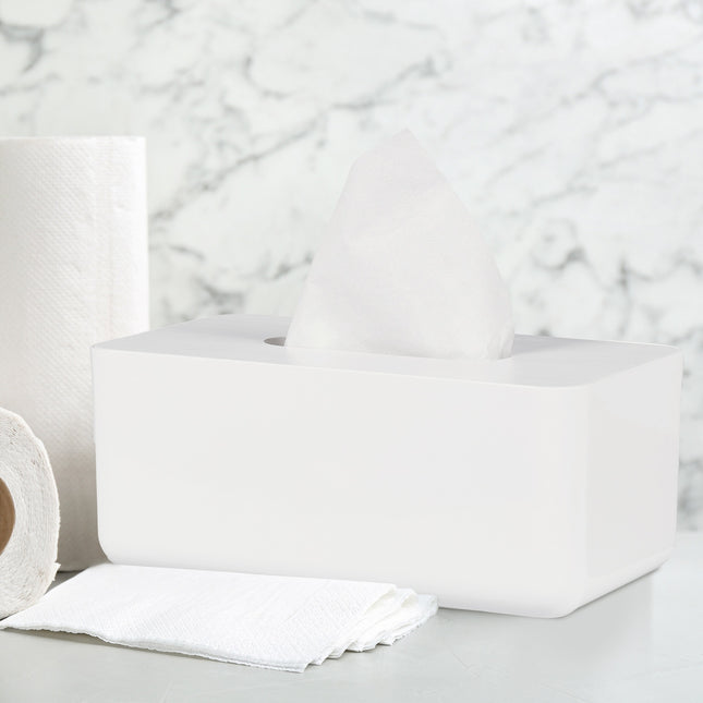 Tissue box with bamboo lid