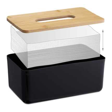 Tissue box with bamboo lid