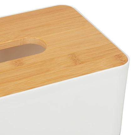 Tissue box with bamboo lid